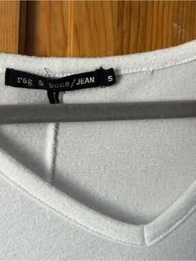 rag & bone White V-Neck Sweater Top